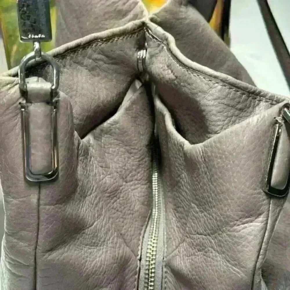 Coach 26224 Madison Phoebe Pebble Grain Leather Triple Compartment Bag Taupe